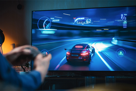 gamer playing a video game