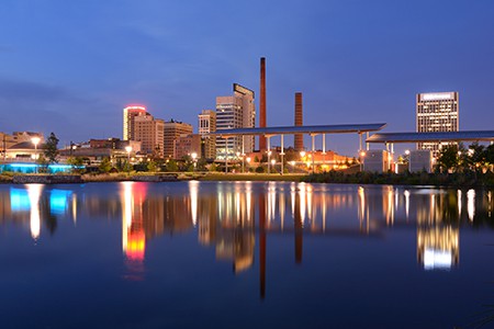 Birmingham Alabama skyline at dusk