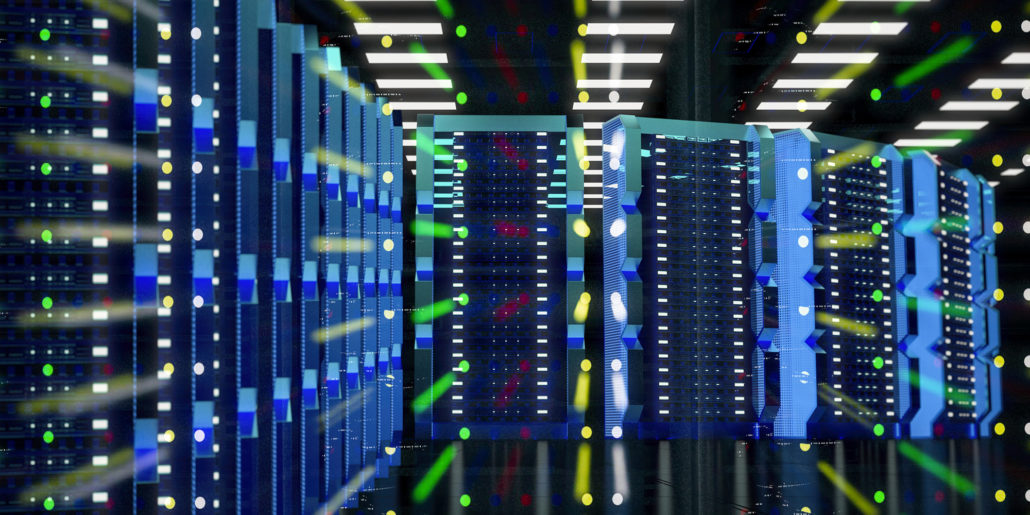 colocation data center row of servers