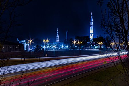 US Space and Rocket Center Huntsville AL with highway