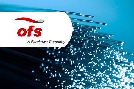 OFS logo with fiber optic cable